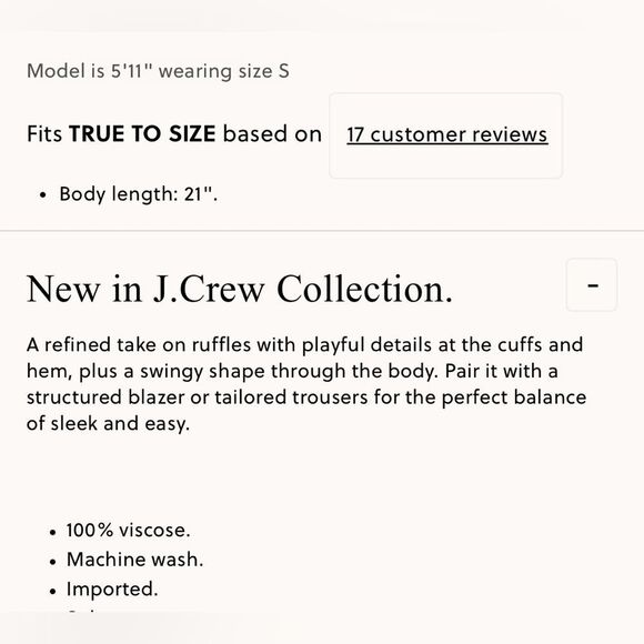 NWT J CREW Collection ruffle top in viscose chiffon in Ivory - Picture 7 of 8